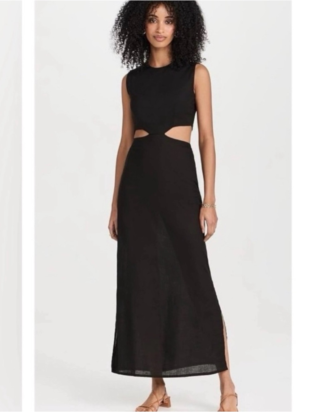 ASOS Black Sleeveless Maxi Dress with Waist Cutouts
